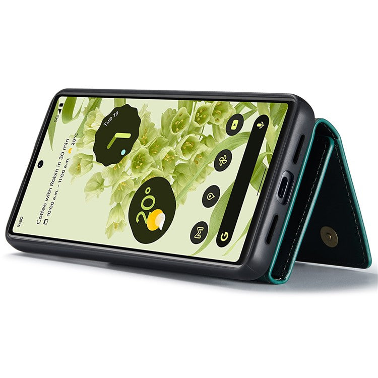 DG.MING M1 Series Detachable 2-in-1 Design Magnetic Absorption Wallet + PU Leather Coated Phone Case Cover with Kickstand for Google Pixel 6 Pro - Green