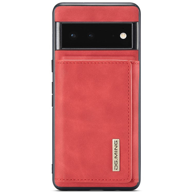 DG.MING M1 Series Detachable 2-in-1 Design Magnetic Absorption Wallet + PU Leather Coated Phone Case Cover with Kickstand for Google Pixel 6 Pro - Red