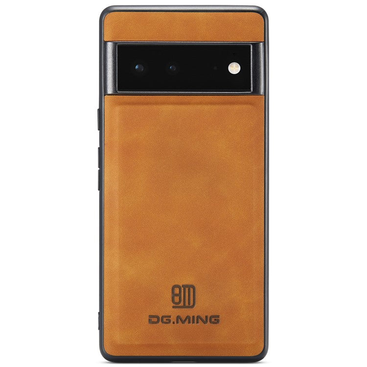 DG.MING M1 Series Detachable 2-in-1 Design Magnetic Absorption Wallet + PU Leather Coated Phone Case Cover with Kickstand for Google Pixel 6 Pro - Brown