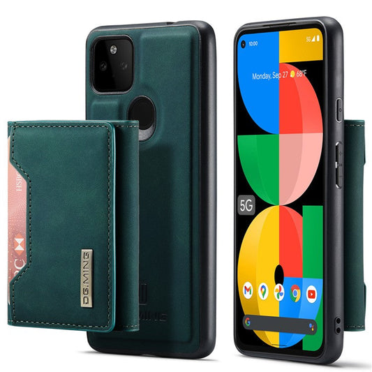 DG.MING M2 Series Front Card Slot Design Anti-Drop Magnetic Wallet Design Hybrid Case with Kickstand for Google Pixel 5a 5G - Green