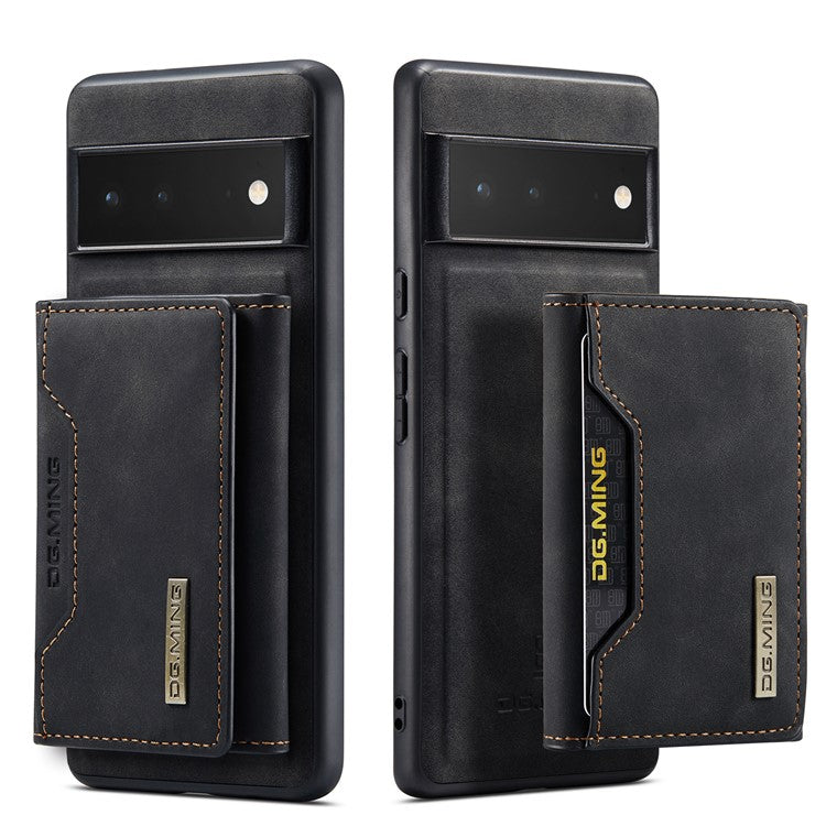 DG.MING M2 Series Shockproof Anti-scratch Magnetic Wallet Design Hybrid Case with Kickstand for Google Pixel 6 Pro - Black
