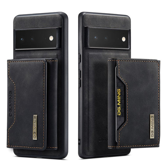 DG.MING M2 Series Shockproof Anti-scratch Magnetic Wallet Design Hybrid Case with Kickstand for Google Pixel 6 Pro - Black