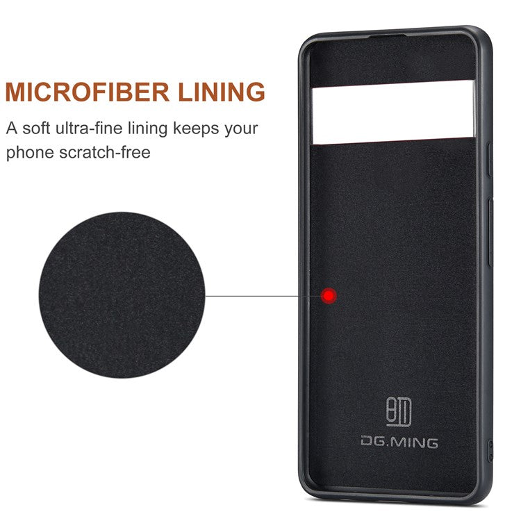 DG.MING M2 Series Shockproof Anti-scratch Magnetic Wallet Design Hybrid Case with Kickstand for Google Pixel 6 Pro - Black