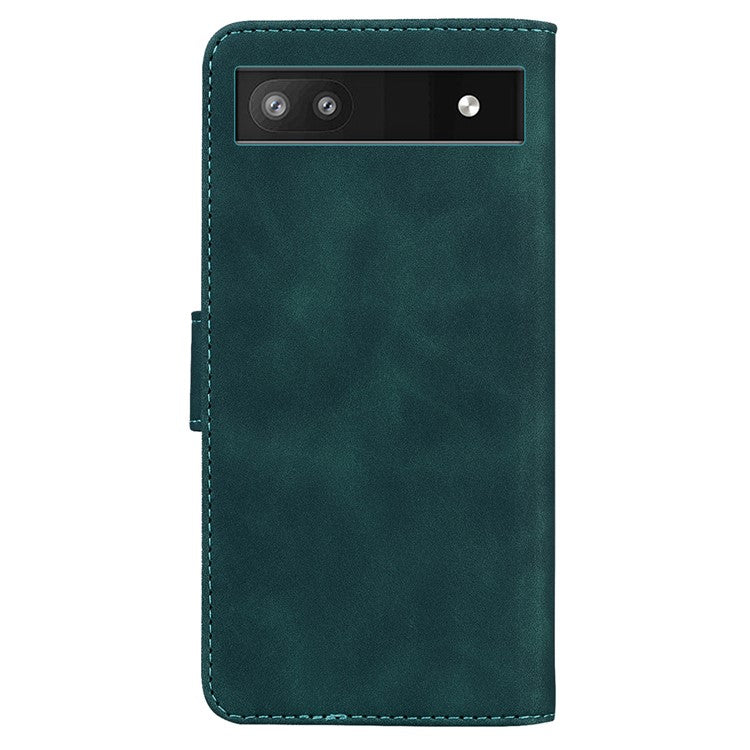 Magnetic Closure Skin Touch Feeling Phone Case Anti-scratch Butterfly Printing Stand Wallet Leather Phone Cover for Google Pixel 6a - Green