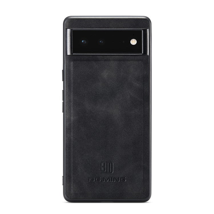 DG.MING M1 Series Multi-functional Magnetic Absorption Wallet + Anti-drop PU Leather Coated Phone Case with Kickstand for Google Pixel 6 - Black