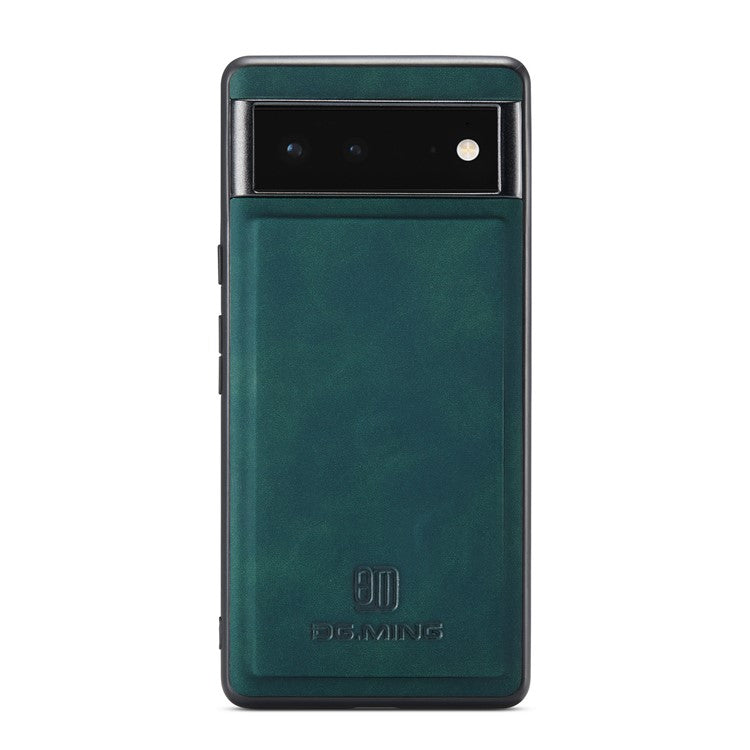 DG.MING M1 Series Multi-functional Magnetic Absorption Wallet + Anti-drop PU Leather Coated Phone Case with Kickstand for Google Pixel 6 - Green
