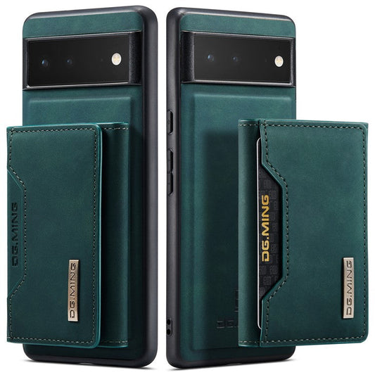 DG.MING M2 Series Multi Card Slots Anti-fall Magnetic Wallet Design Hybrid Case with Kickstand for Google Pixel 6 - Green