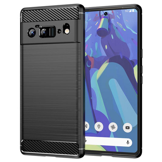 1.8mm Carbon Fiber Texture TPU Case Brushed Surface Anti-Scratch Anti-Fall Phone Protective Cover for Google Pixel 6 Pro - Black
