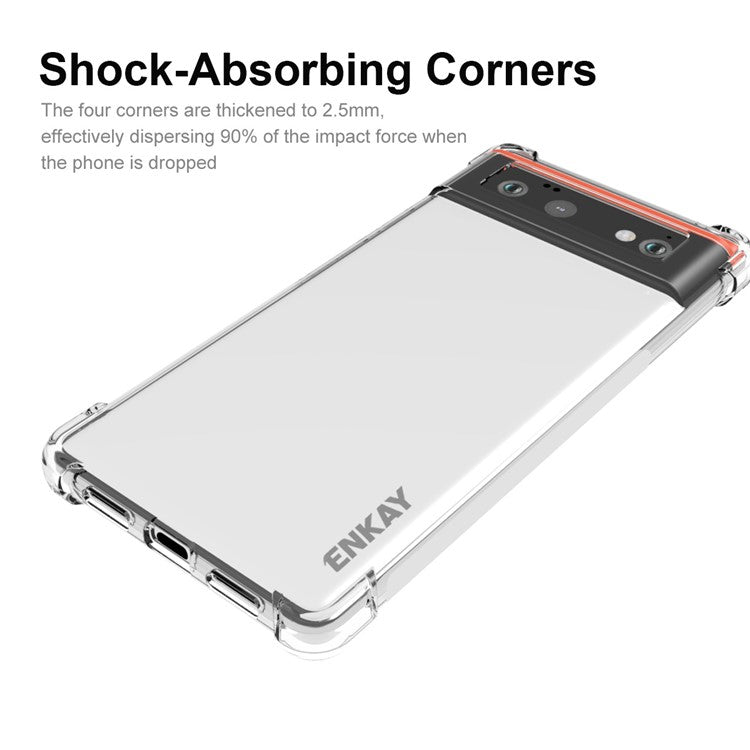 ENKAY HAT PRINCE Anti-slip Side Edge Crystal Clear Shell Reinforced Corners TPU Phone Case for Google Pixel 6