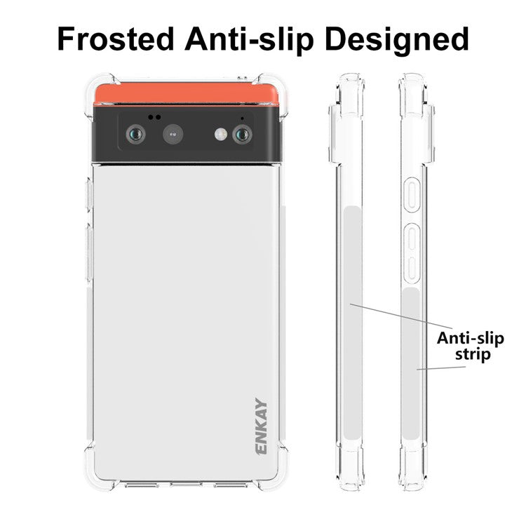 ENKAY HAT PRINCE Anti-slip Side Edge Crystal Clear Shell Reinforced Corners TPU Phone Case for Google Pixel 6