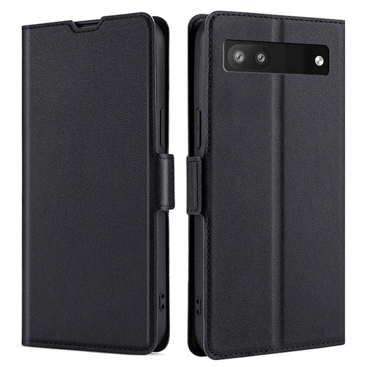 Ultra-thin Side Magnetic Clasp PU Leather Card Slot Design Anti-drop Phone Cover Stand Case for Google Pixel 6a - Black