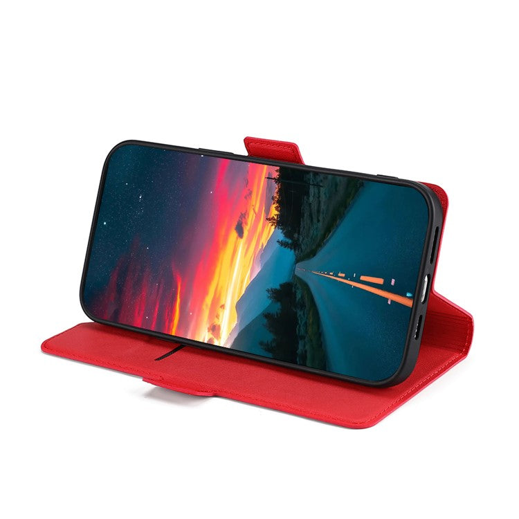 Ultra-thin Side Magnetic Clasp PU Leather Card Slot Design Anti-drop Phone Cover Stand Case for Google Pixel 6a - Red