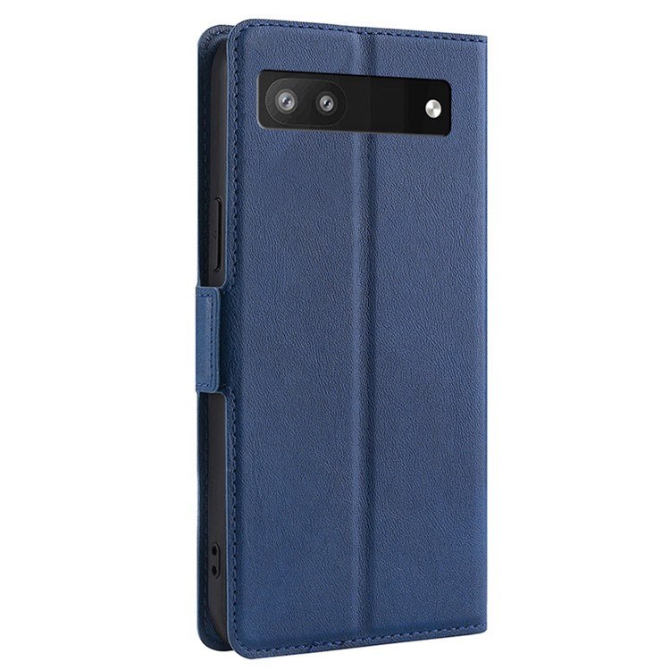 Ultra-thin Side Magnetic Clasp PU Leather Card Slot Design Anti-drop Phone Cover Stand Case for Google Pixel 6a - Blue