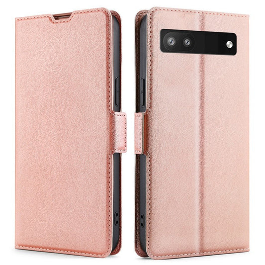 Ultra-thin Side Magnetic Clasp PU Leather Card Slot Design Anti-drop Phone Cover Stand Case for Google Pixel 6a - Rose Gold