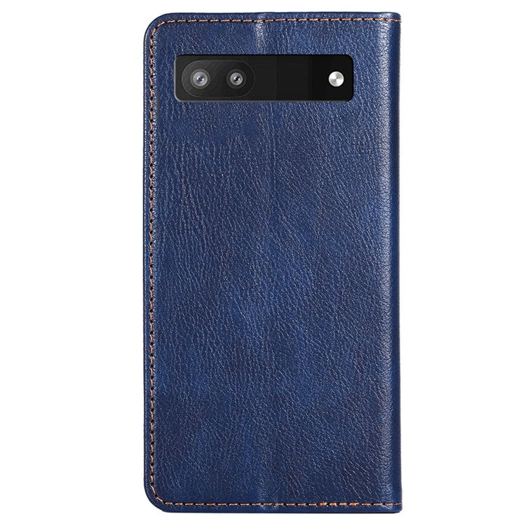 Flip PU Leather + TPU Bumper Stand Cover Wallet Auto-absorbed Phone Case for Google Pixel 6a  - Blue