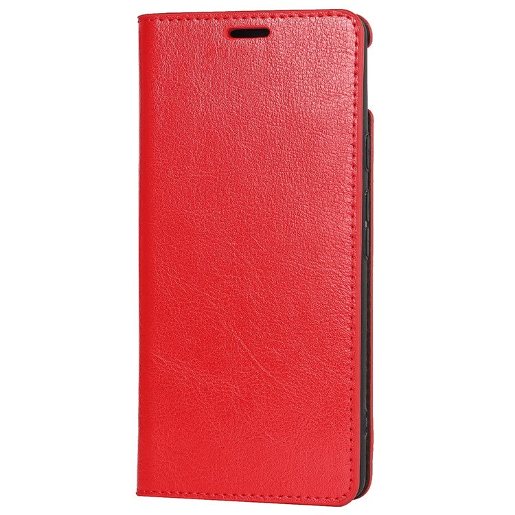Genuine Leather Phone Case for Google Pixel 6a, Wallet Stand Crazy Horse Texture Shell - Red
