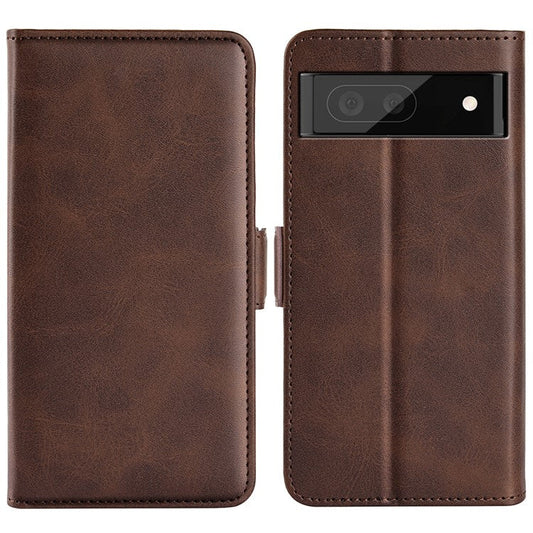 For Google Pixel 7 Pro 5G Magnetic Anti-fall Textured PU Leather Phone Case Adjustable Stand Wallet Cell Phone Cover - Brown