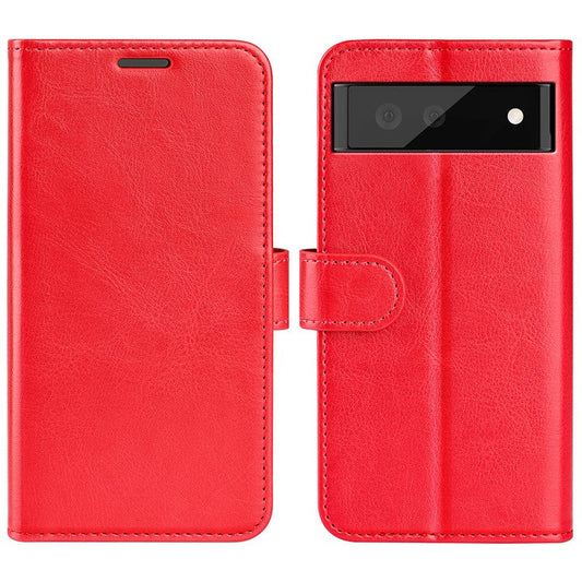 For Google Pixel 7 5G Wallet PU Leather Phone Case Crazy Horse Texture Stand Cover - Red