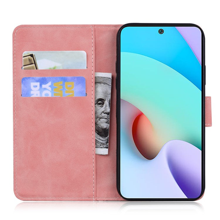 For Google Pixel 7 5G Tiger Pattern Imprinted Magnetic Clasp PU Leather Case Wallet Stand Phone Cover - Pink