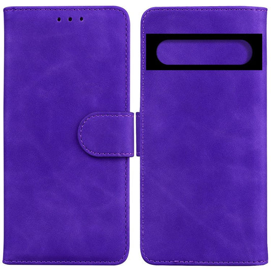 For Google Pixel 7 5G Flip Book PU Leather Wallet-Style Phone Case Stand Feature TPU Shockproof Interior Cover Shell - Purple