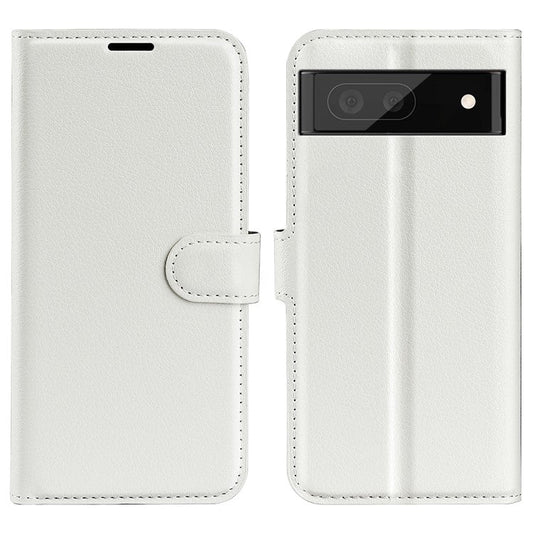 For Google Pixel 7 5G PU Leather Phone Case Wallet Stand Litchi Texture Full Protection Shell - White