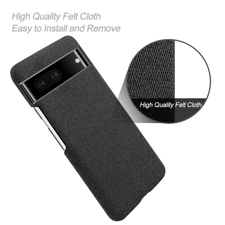 For Google Pixel 7 Drop Proof Solid Color Cloth Texture Protective Shell Hard PC Phone Case - Black