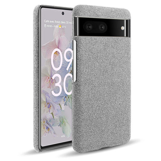 For Google Pixel 7 Drop Proof Solid Color Cloth Texture Protective Shell Hard PC Phone Case - Light Grey