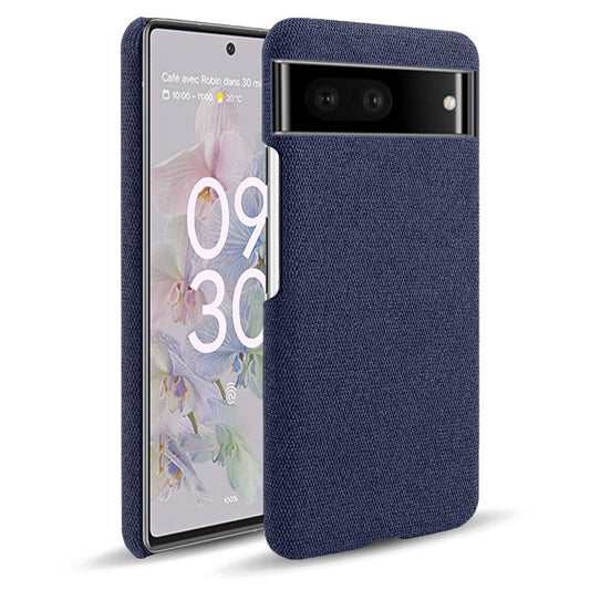 For Google Pixel 7 Drop Proof Solid Color Cloth Texture Protective Shell Hard PC Phone Case - Blue