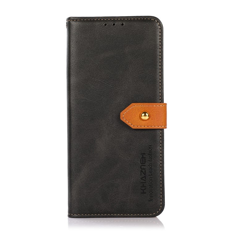KHAZNEH Wallet Flip Cover for Google Pixel 7 Magnetic Golden Clasp Stand PU Leather Shockproof Folio Phone Case - Black