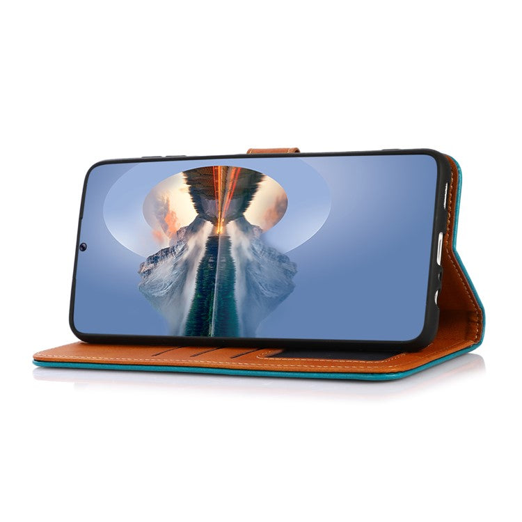 KHAZNEH Wallet Flip Cover for Google Pixel 7 Magnetic Golden Clasp Stand PU Leather Shockproof Folio Phone Case - Black
