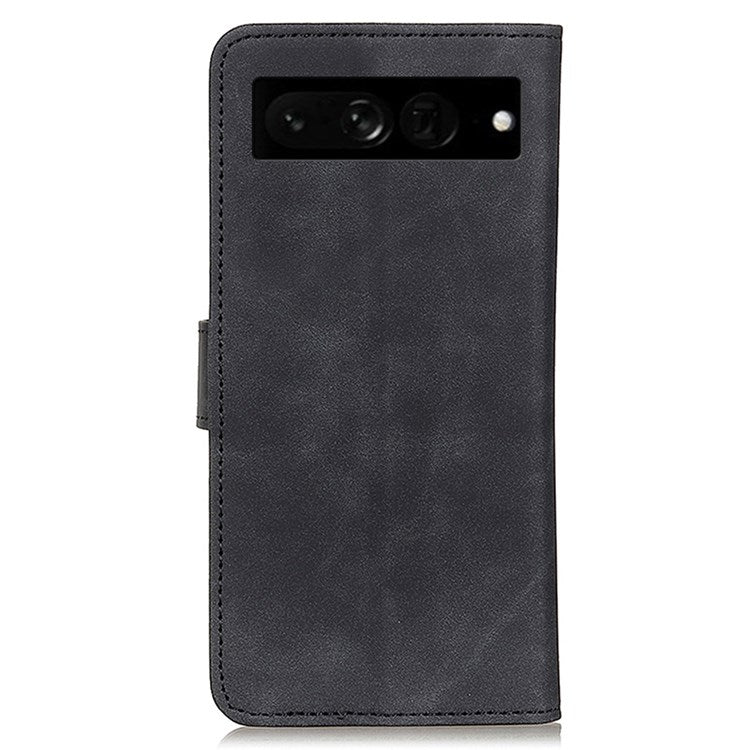 KHAZNEH For Google Pixel 7 Pro 5G Supporting Stand Magnetic Closure Phone Case Vintage Textured PU Leather Wallet Shockproof Flip Folio Cover - Black