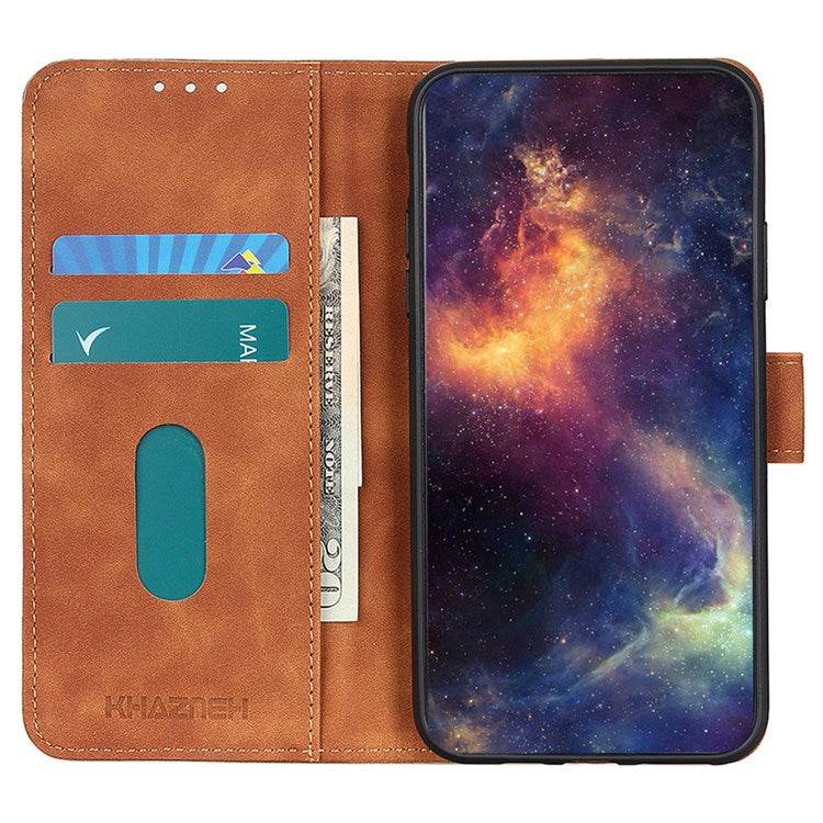 KHAZNEH For Google Pixel 7 Pro 5G Supporting Stand Magnetic Closure Phone Case Vintage Textured PU Leather Wallet Shockproof Flip Folio Cover - Brown