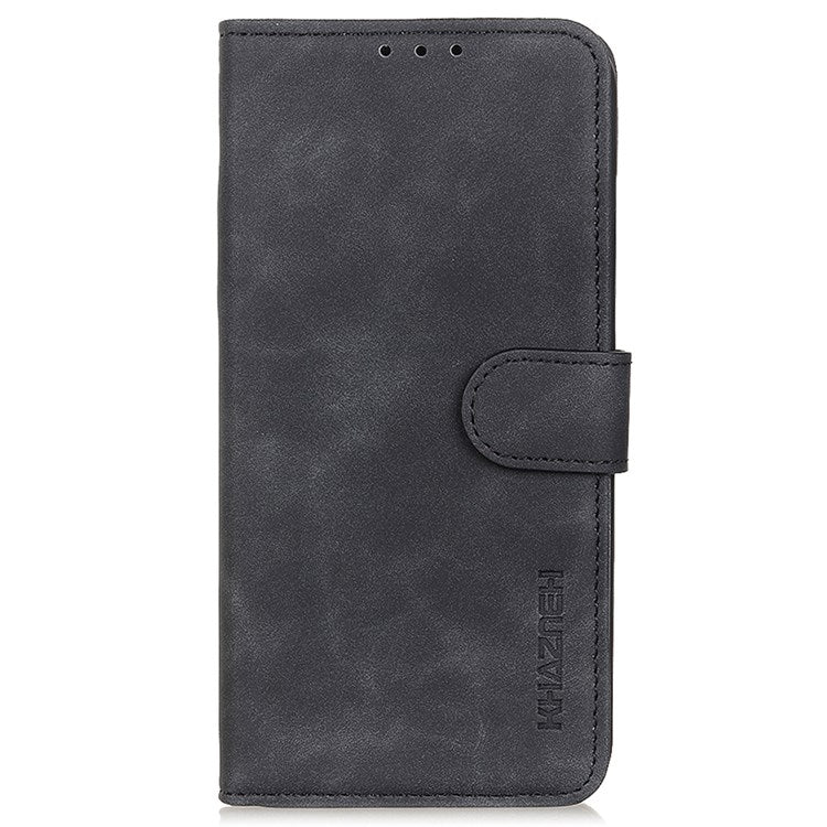 KHAZNEH For Google Pixel 7 Anti-scratch Vintage PU Leather Wallet Case Hands-Free Stand Magnetic Closure Shockproof Flip Folio Cover - Black