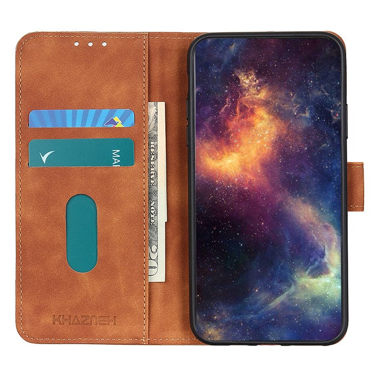 KHAZNEH For Google Pixel 7 Anti-scratch Vintage PU Leather Wallet Case Hands-Free Stand Magnetic Closure Shockproof Flip Folio Cover - Brown