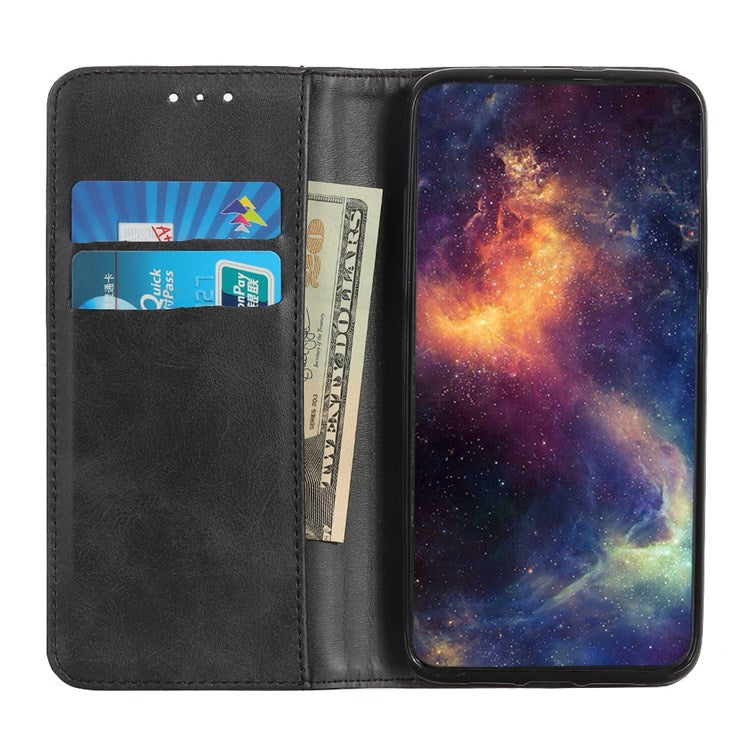 For Google Pixel 7 Split Leather Stand Phone Case Magnetic Auto-absorbed Full Protection Wallet Cover - Black