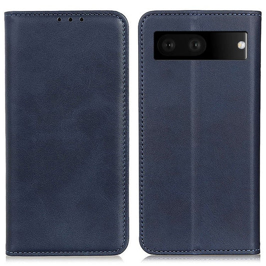 For Google Pixel 7 Split Leather Stand Phone Case Magnetic Auto-absorbed Full Protection Wallet Cover - Blue