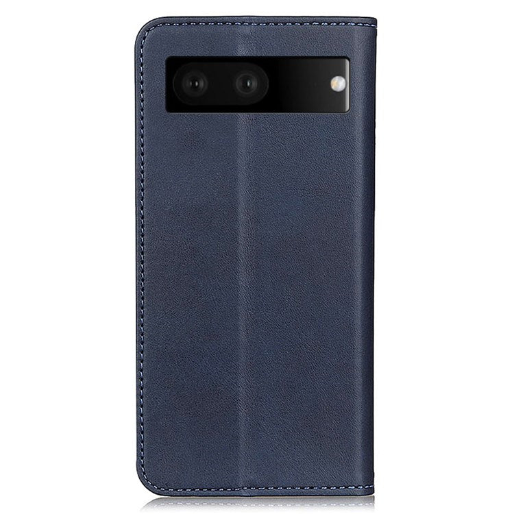 For Google Pixel 7 Split Leather Stand Phone Case Magnetic Auto-absorbed Full Protection Wallet Cover - Blue