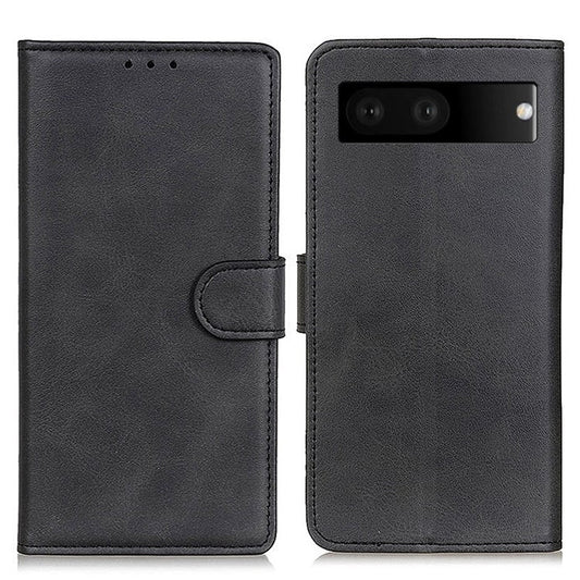 For Google Pixel 7 Foldable Stand Textured PU Leather Wallet Case Magnetic Clasp Phone Cover - Black