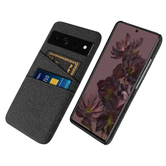 Cloth Texture PC Case for Google Pixel 7 Pro 5G Dual Card Slots Mobile Phone Protective Cover - Black