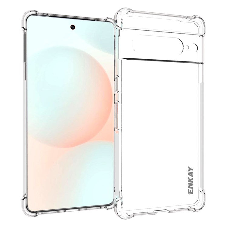 ENKAY HAT PRINCE Crystal Clear Slim Case for Google Pixel 7 Pro 5G Fall Protection TPU Cover Four Corner Enhanced Anti-slip Edge Phone Protector