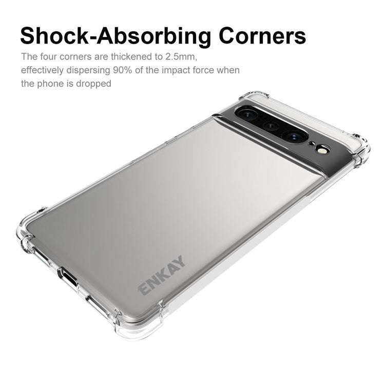 ENKAY HAT PRINCE Crystal Clear Slim Case for Google Pixel 7 Pro 5G Fall Protection TPU Cover Four Corner Enhanced Anti-slip Edge Phone Protector