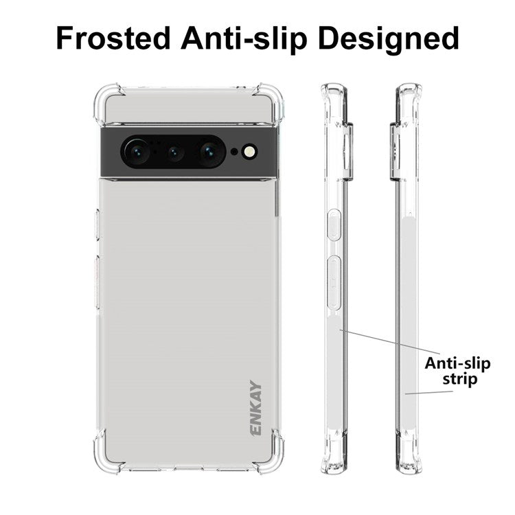 ENKAY HAT PRINCE Crystal Clear Slim Case for Google Pixel 7 Pro 5G Fall Protection TPU Cover Four Corner Enhanced Anti-slip Edge Phone Protector