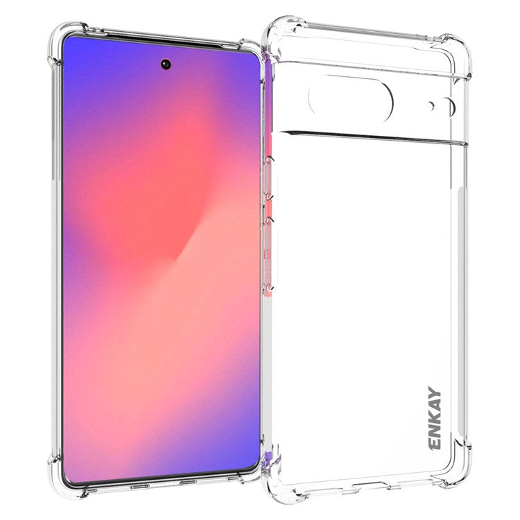 ENKAY HAT PRINCE Crystal Clear Case for Google Pixel 7 Anti-slip Edge TPU Cover Four Corner Enhanced Fall Protection Phone Shell