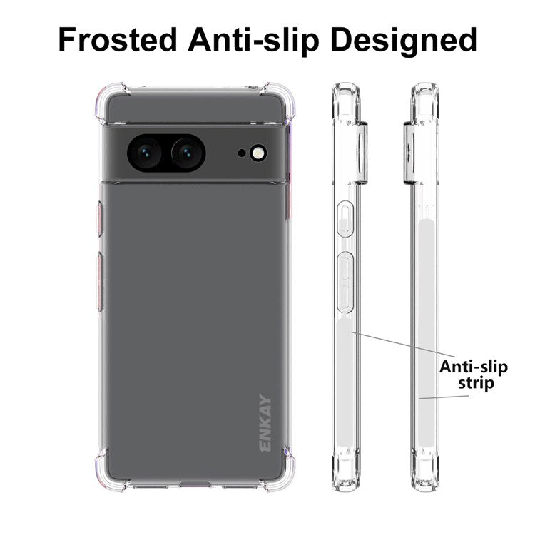 ENKAY HAT PRINCE Crystal Clear Case for Google Pixel 7 Anti-slip Edge TPU Cover Four Corner Enhanced Fall Protection Phone Shell