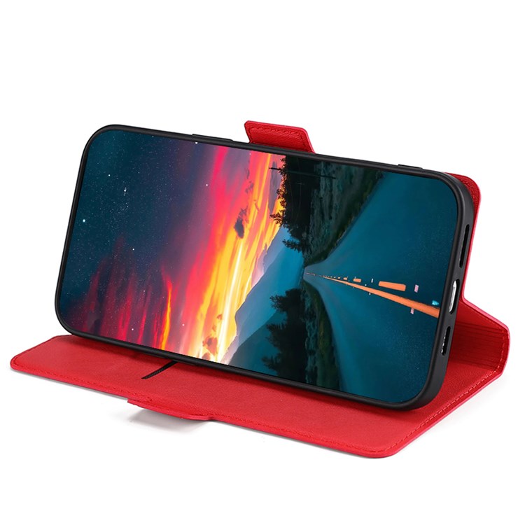 Ultra-thin PU Leather Case for Google Pixel 7 5G Drop-proof Stand Phone Cover Side Magnetic Closure Case with Card Slot - Red