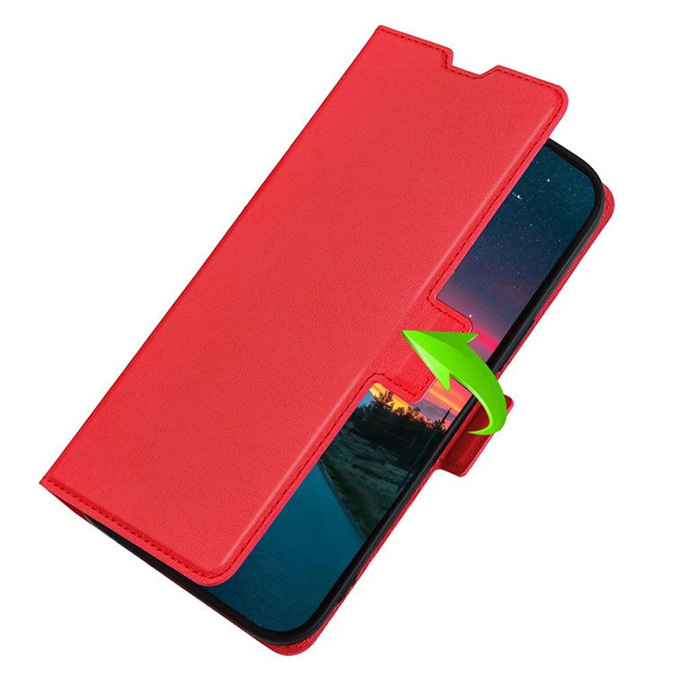 Ultra-thin PU Leather Case for Google Pixel 7 5G Drop-proof Stand Phone Cover Side Magnetic Closure Case with Card Slot - Red