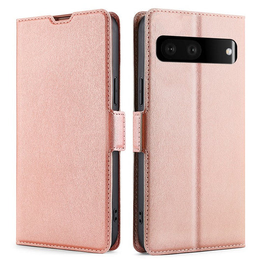 Ultra-thin PU Leather Case for Google Pixel 7 5G Drop-proof Stand Phone Cover Side Magnetic Closure Case with Card Slot - Rose Gold