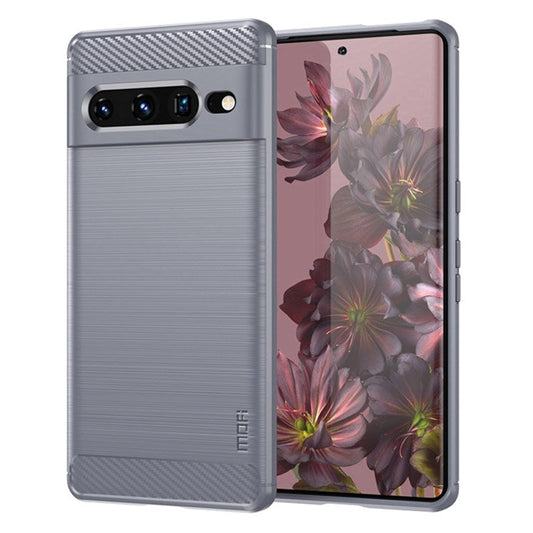 MOFI JK TPU Series-1 for Google Pixel 7 Pro 5G Soft TPU Back Cover Carbon Fiber Texture Brushed Surface Mobile Phone Bag Shell - Grey