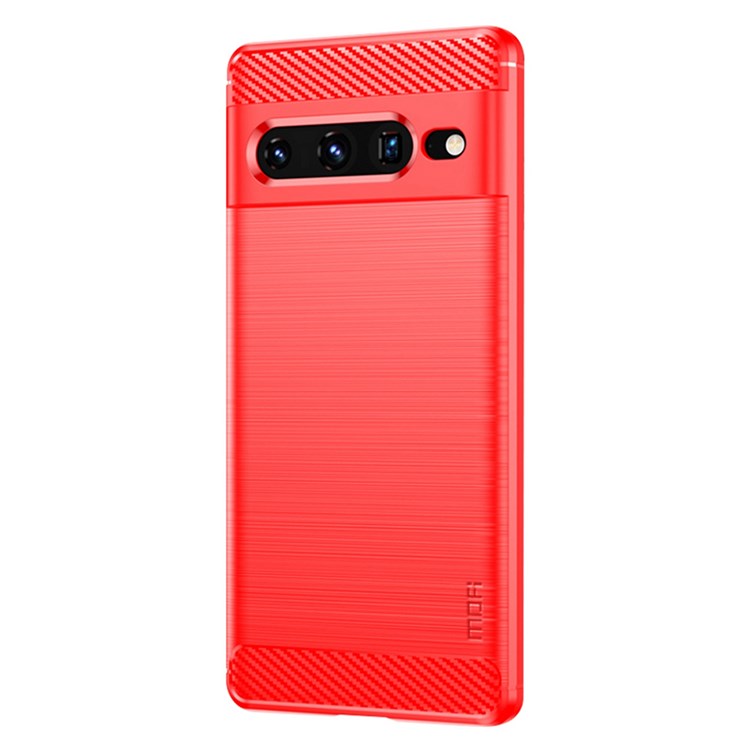 MOFI JK TPU Series-1 for Google Pixel 7 Pro 5G Soft TPU Back Cover Carbon Fiber Texture Brushed Surface Mobile Phone Bag Shell - Red