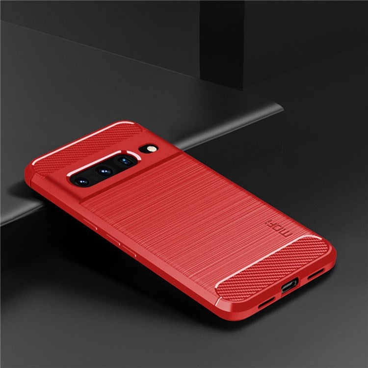 MOFI JK TPU Series-1 for Google Pixel 7 Pro 5G Soft TPU Back Cover Carbon Fiber Texture Brushed Surface Mobile Phone Bag Shell - Red